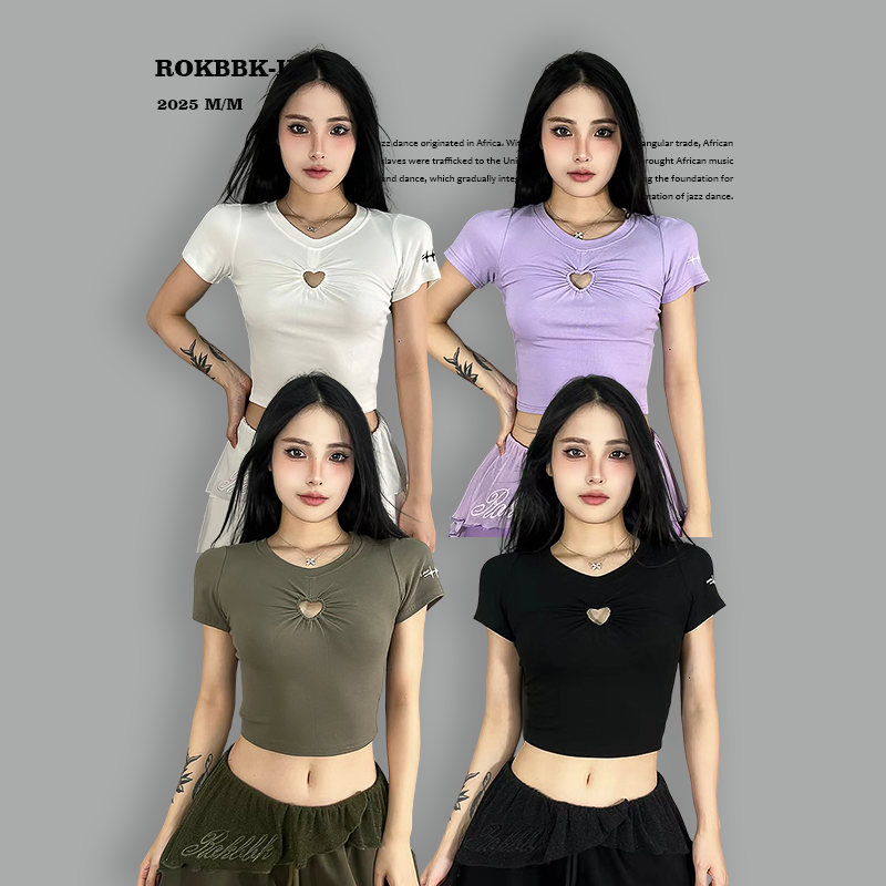 ROKBBK-K爱心镂空短袖T恤