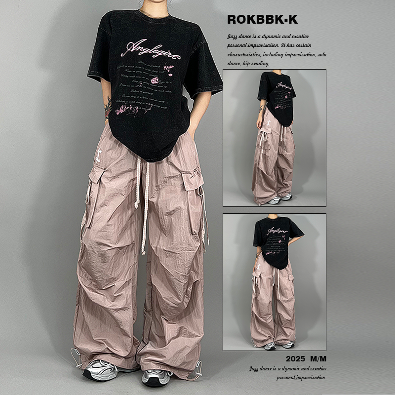 ROKBBK-K布韩韩街舞潮牌美式辣妹粉色宽松休闲工装裤女爵士舞,女装/女士精品,休闲裤,淘宝优惠券,粉丝福利购,淘宝优惠卷