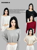 慵懒跳舞长袖 ROKBBK－K 布韩街舞潮牌纯色净版 女jazz运动休闲上衣
