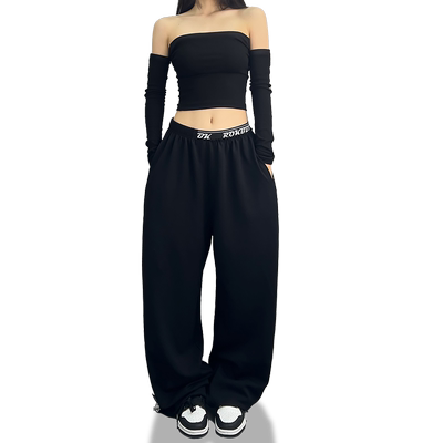 自然腰街舞潮牌布韩长裤