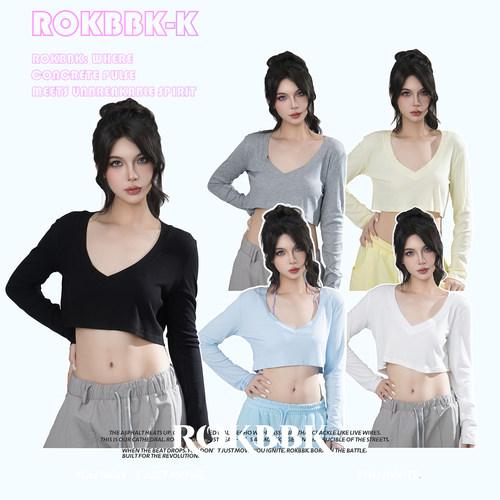ROKBBK-K/V露脐T恤性感女装