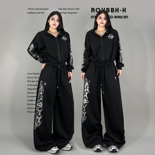 ROKBBK-K布韩街舞潮牌黑色金属哥特潮酷秋冬个性套爵士舞休闲裤女