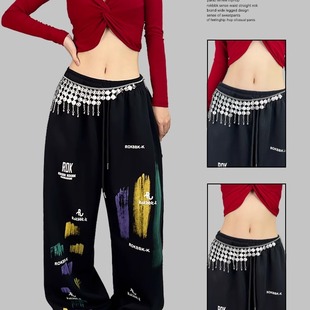 潮 饰女运动jazz亮片腰搭套装 ROKBBK－K 布韩街舞潮牌铃铛爵士装