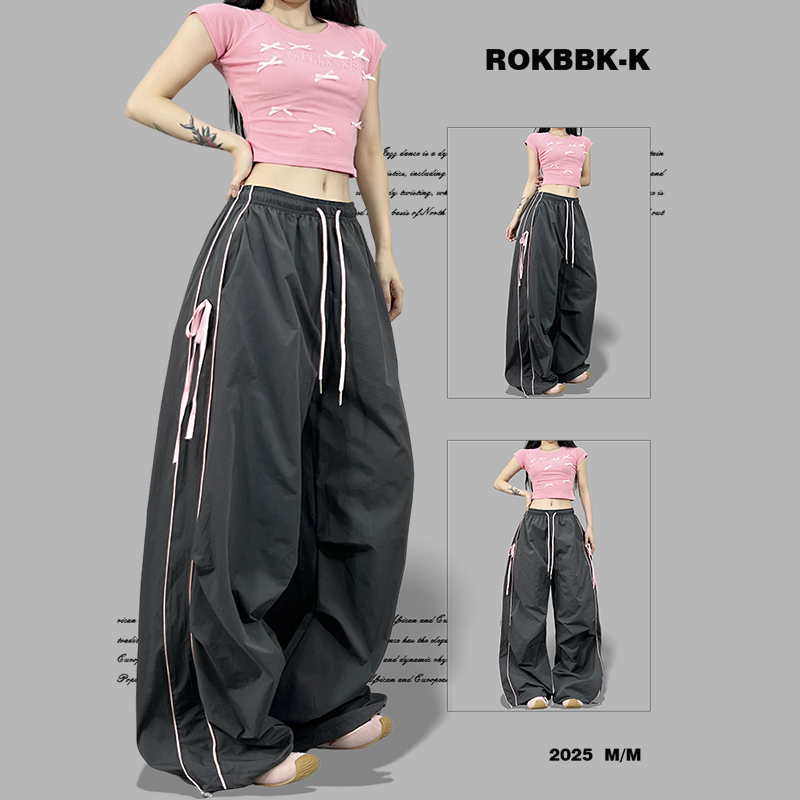 ROKBBK-K布韩街舞潮牌休闲显瘦蝴蝶结辣妹女长裤百搭速干爵士舞