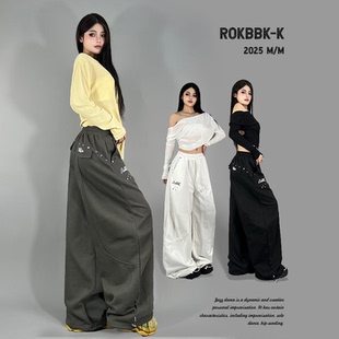 女爵士舞 百搭休闲裤 ROKBBK K布韩街舞潮牌铆钉辣妹修饰腿型个性