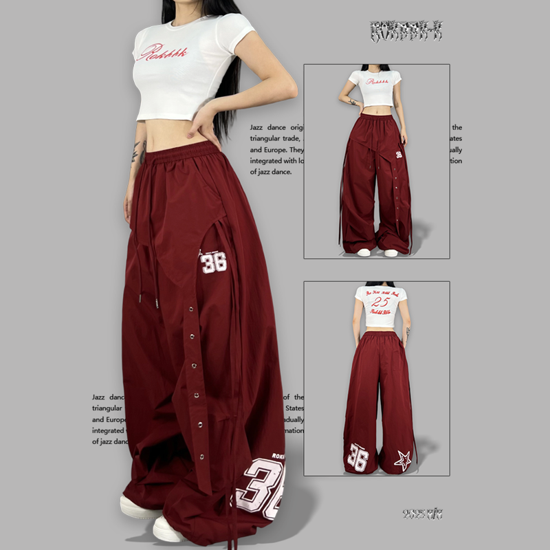ROKBBK-K街舞潮牌2025新款复古美式辣妹休闲运动长裤女爵士舞