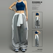 ROKBBK－K 布韩爵士jazz跳舞潮牌嘻哈hiphop运动女休闲裤 宽松辣妹