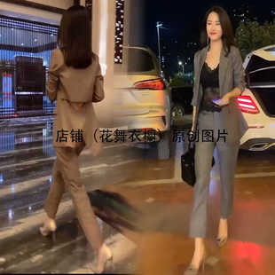秋季2024年新款韩版时尚修身显瘦气质质感西服两件套装女OL潮