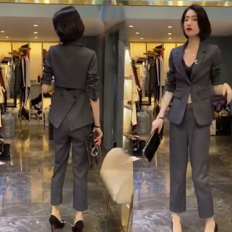 0新款韩版气质后背镂空两件套装