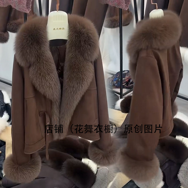 轻奢皮毛一体短外套女毛领显瘦时尚夹克高级感加绒加厚时髦个性潮