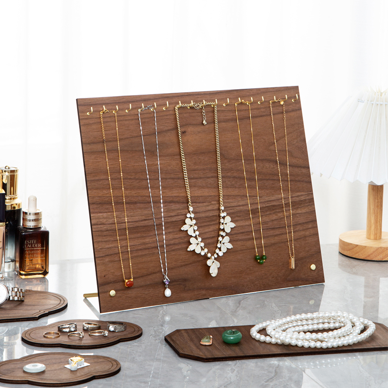黑胡桃色首饰展示架挂饰品耳环项链架子大容量收纳摆摊珠宝陈列架