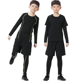 儿童紧身衣训练服男童速干衣跑步健身打底服篮球足球运动套装女童