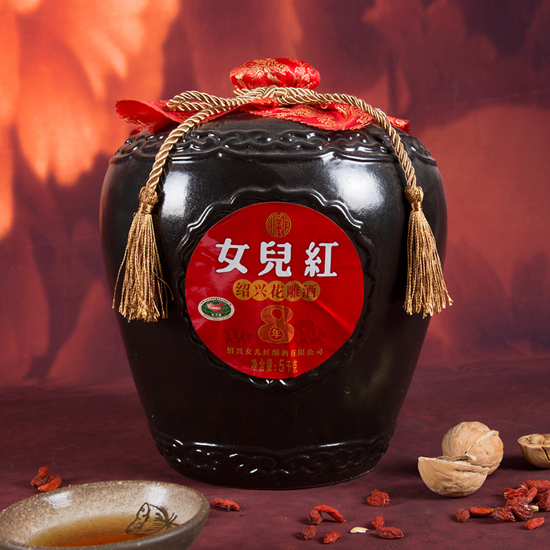 女儿红绍兴黄酒八年陈花雕酒 5L半干型8年陈10斤坛装糯米酒