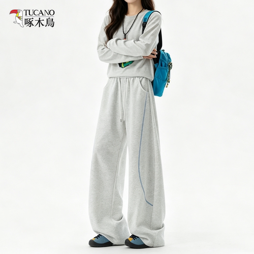 啄木鸟弯刀卫裤女宽松大码运动裤