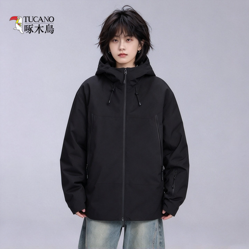 啄木鸟冲锋衣羽绒服女90白鸭绒冬