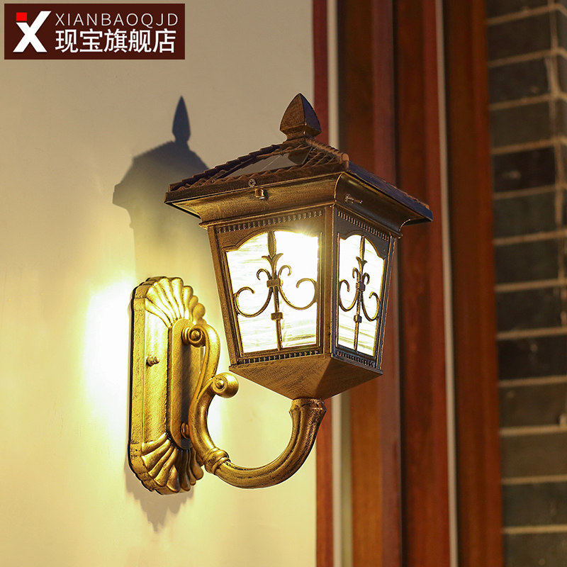 太阳能灯led门口阳台室外墙壁灯欧式复古户外别墅庭院防水露台灯