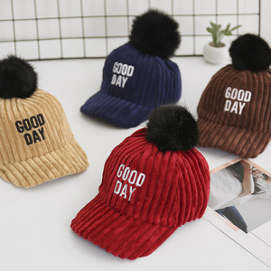 14.9元包邮 小心肝 灯芯绒 儿童棒球帽