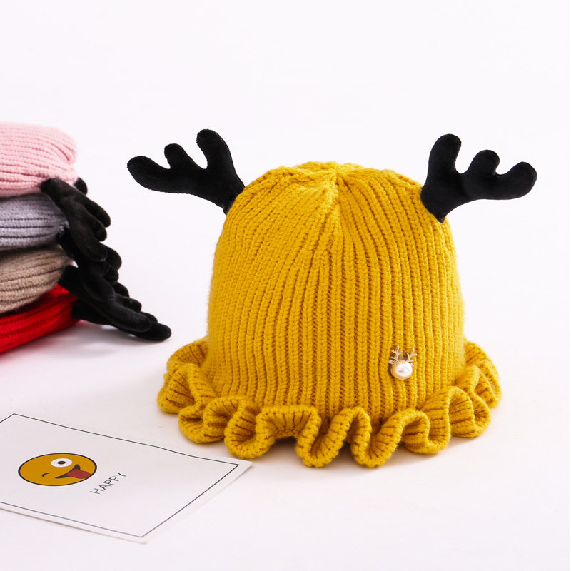 Autumn and winter baby Wool Antlers hat children girl baby Boy girl Korean Edition Knitted hat 0-1-3 yearin the Children/Baby/Family fitted , Hat/Muffler/Masks/Gloves/Earmuffs/Booties , Hat  category - from Buy2taobao.com to provide professional Taobao agent buy service