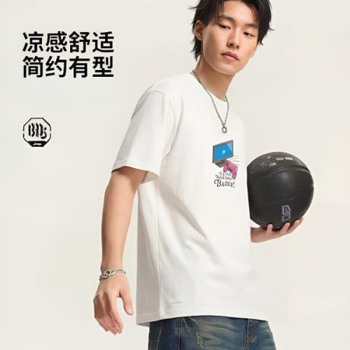 李宁男子短袖反伍冰感舒适文化衫26新款潮流百搭运动上衣 AHSW183