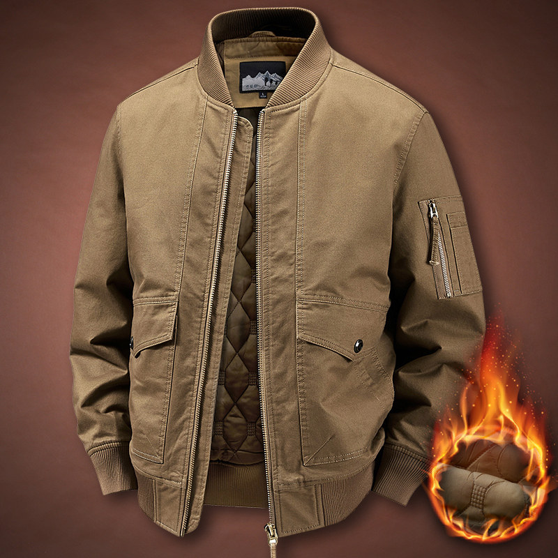 冬季水洗纯棉棉衣男加厚保暖抗寒棉服外套大码宽松棒球领加棉棉袄