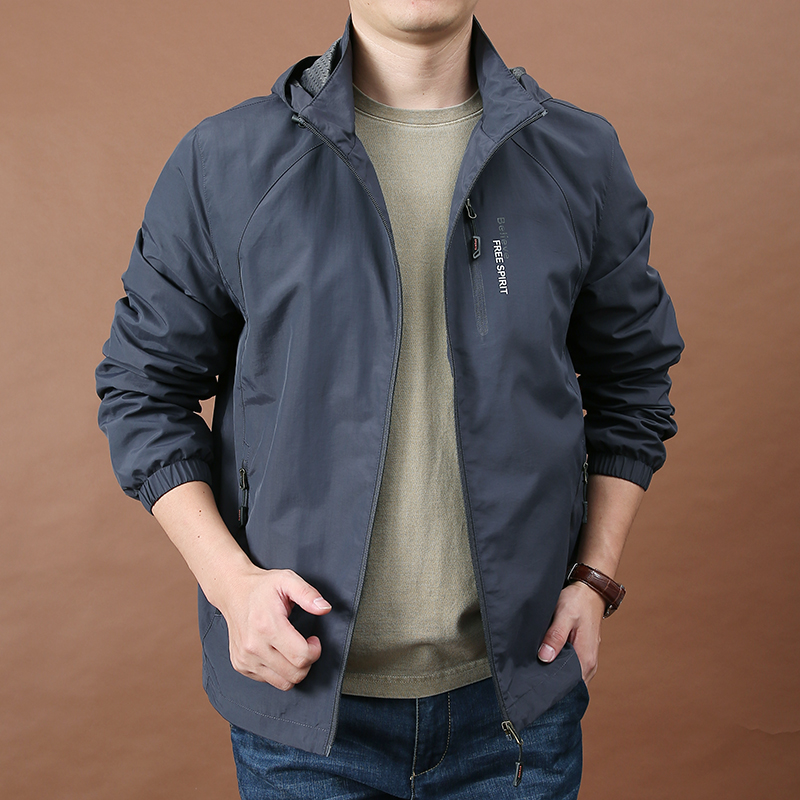 秋季户外速干宽松夹克男青年男士春秋外套休闲男装上衣冲锋男茄克