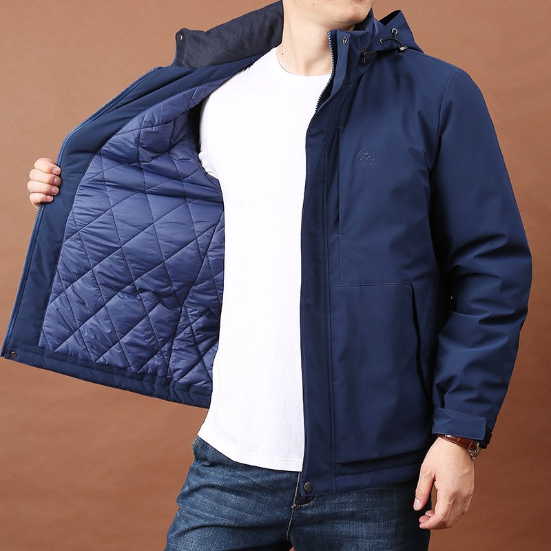 棉衣男冲锋衣秋冬季时尚大码宽松棉服男士户外运动纯色冬装男外套