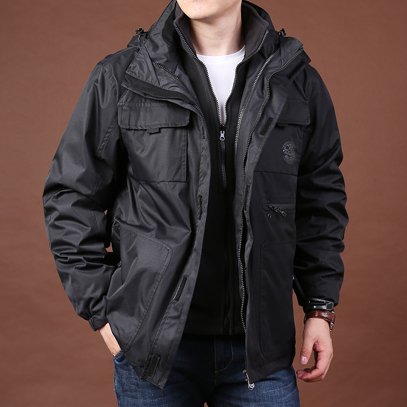 男士户外三合一两件套冬季宽松