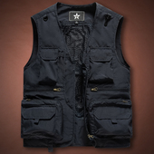 户外多口袋摄影师钓鱼背心大码 工装 马甲男士 宽松工作服导演马夹潮