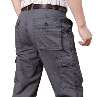 工装裤男大码宽松直筒裤子2025秋季薄款户外时尚纯棉多口袋休闲裤