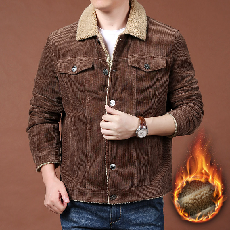 灯芯绒加绒加厚夹克jpdun冬季