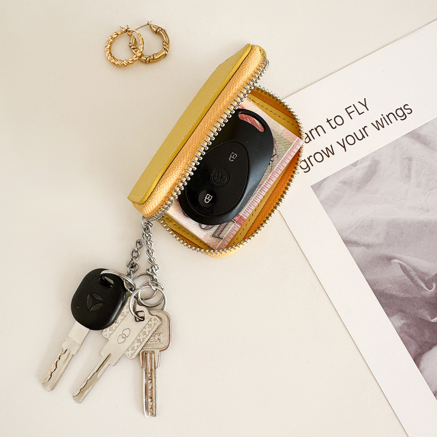 钥匙收纳包女士真皮家用迷你小包男士便携牛皮汽车遥控钥匙包通用