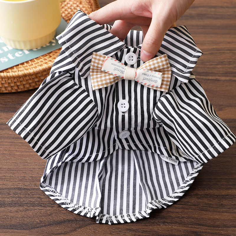 狗狗衣服小型犬秋天幼犬防脏秋季款泰迪比熊短袖蝴蝶领带西装领结