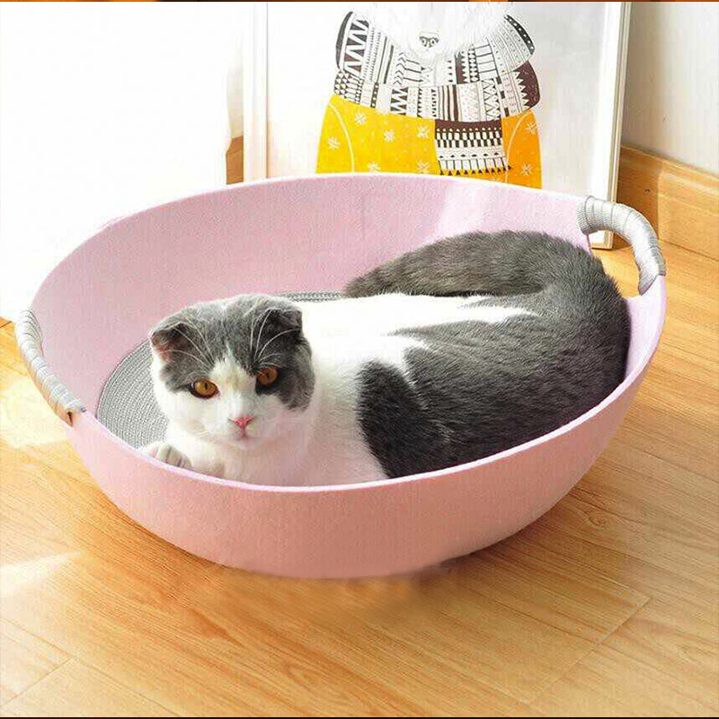 猫窝冬加厚冬季保暖半封闭睡窝冬日抓睡两用可爱毛毡睡垫小猫幼猫