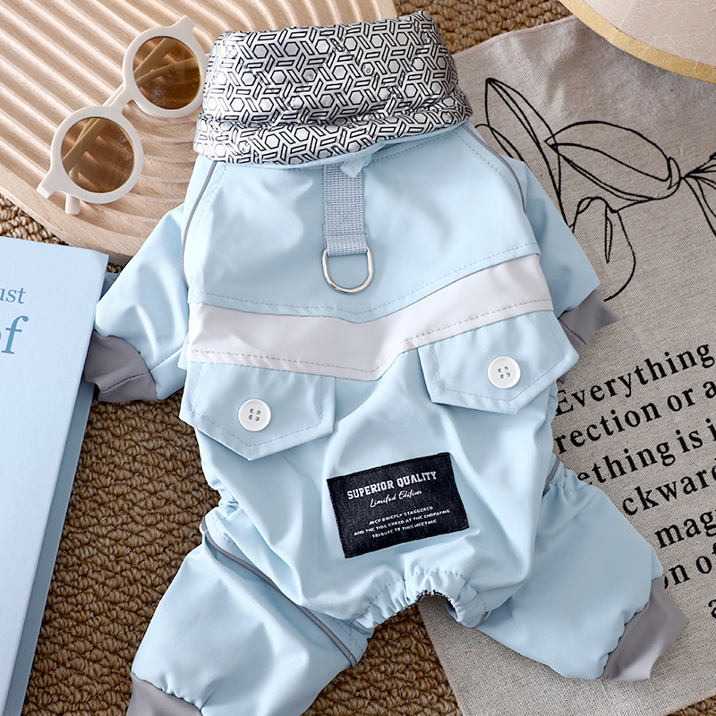 狗狗秋冬衣服小型犬冬天保暖加绒冬装可牵引冲锋衣防风户外运动衣