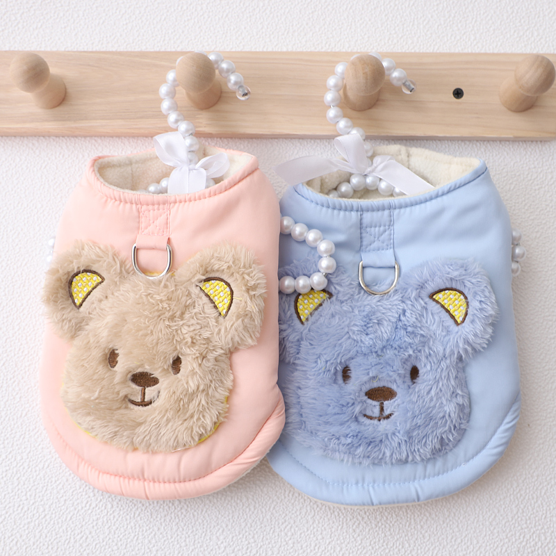 比熊衣服2025新款冬狗狗保暖冬装可牵引棉衣外出遛狗专用防脏马甲