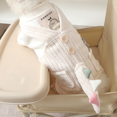 狗狗衣服2025新款冬装小狗冬天小体比熊保暖恐龙可牵引棉服背带裤