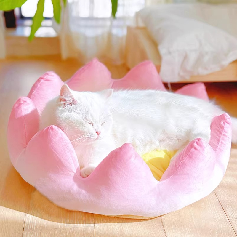 猫窝猫床冬季猫咪安全感窝小猫莲花造型睡觉用宠物窝新款好运莲莲