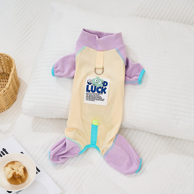 狗狗衣服2025新款冬小狗加绒保暖可牵引冬季德绒撞色卡通图案棉衣