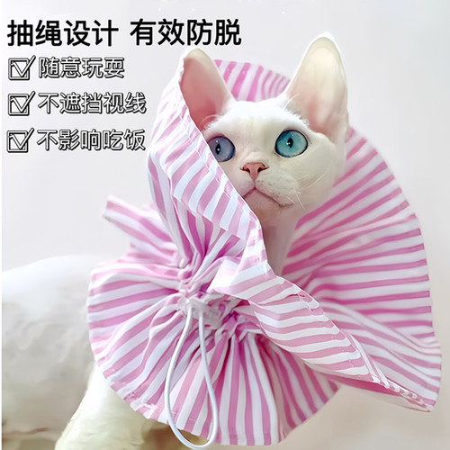 猫咪伊丽莎白圈幼猫用软圈防舔吃饭抽绳防脱绝育驱虫项圈德文布偶