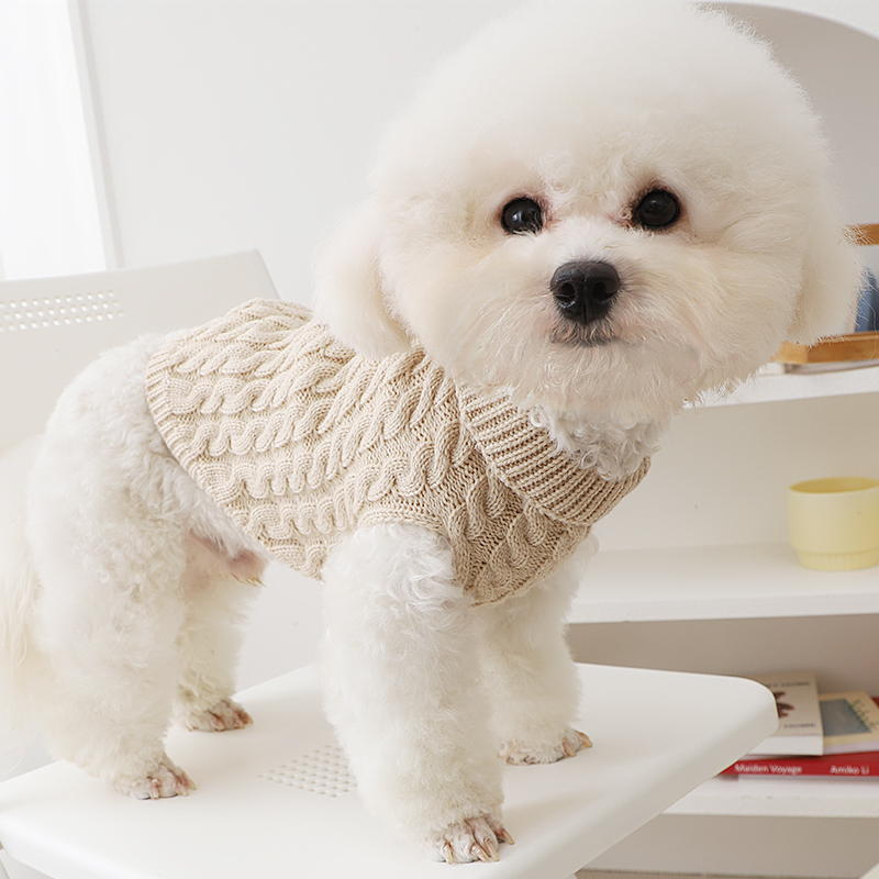 狗狗衣服秋冬款毛衣比熊小狗高颜值麻花背心博美无袖马甲宠物冬装