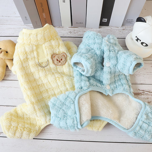 遛狗保暖日韩冬天绒衣四脚衣