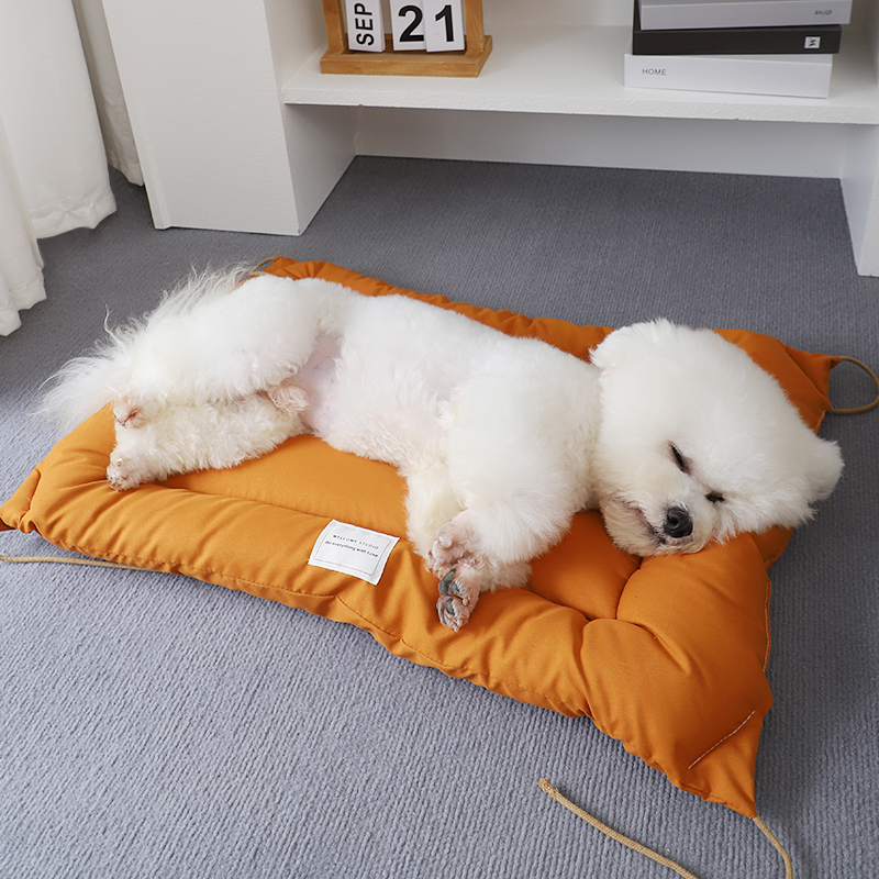狗垫子四季通用防撕咬睡觉用加厚保暖可固定笼垫带绑带比熊雪纳瑞