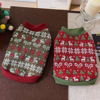 狗狗衣服2025新款冬小狗约克夏保暖冬天外出红色针织毛衣新年圣诞