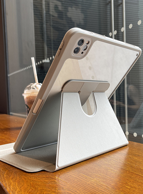 720旋转适用苹果2024ipadpro保护套air6平板9.7带笔槽10.2寸2018防弯透明11亚克力12.9代4软硅胶包边mini5壳3