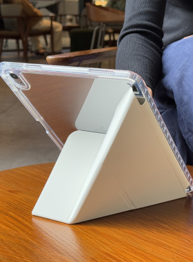 【专孔专用】适用苹果ipadair6保护壳pro亚克力10.2代防弯5防摔4磁吸13+y带笔槽mini7全包边三折12.9透明套九