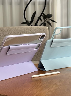 适用苹果ipadair8保护壳2025pro磁吸平板11代a16三折透明亚克力防弯13皮套无笔槽mini7拆分10.2软胶全包边壳4