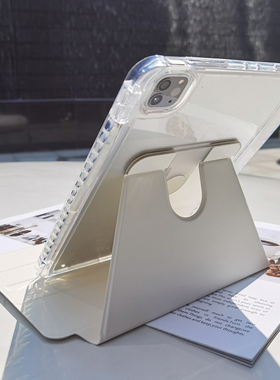 适用苹果2024ipadpro保护套air6平板亚克力720旋转10.2防弯壳5第9.7七八九10代透明4防摔mini7软胶12.9皮套3