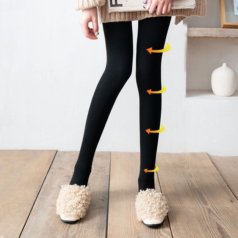 压力连裤袜女秋冬日本美雅碧发热瘦腿裤袜冬季加厚加绒黑色打底裤