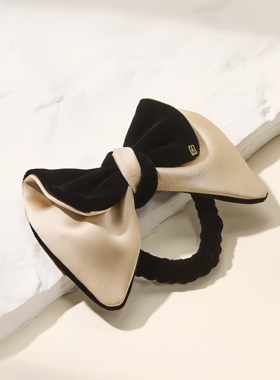 PZ某历山大偏宠同款高级感丝绒蝴蝶结黑白配色发圈女发绳头饰