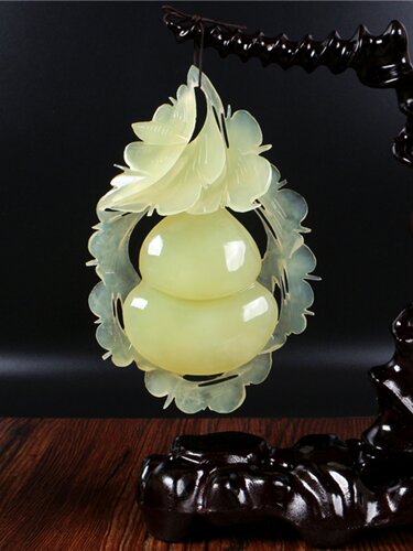正品辽宁岫玉摆件玉器摆件玉石葫芦天然玉石摆件客厅玉雕摆件家居